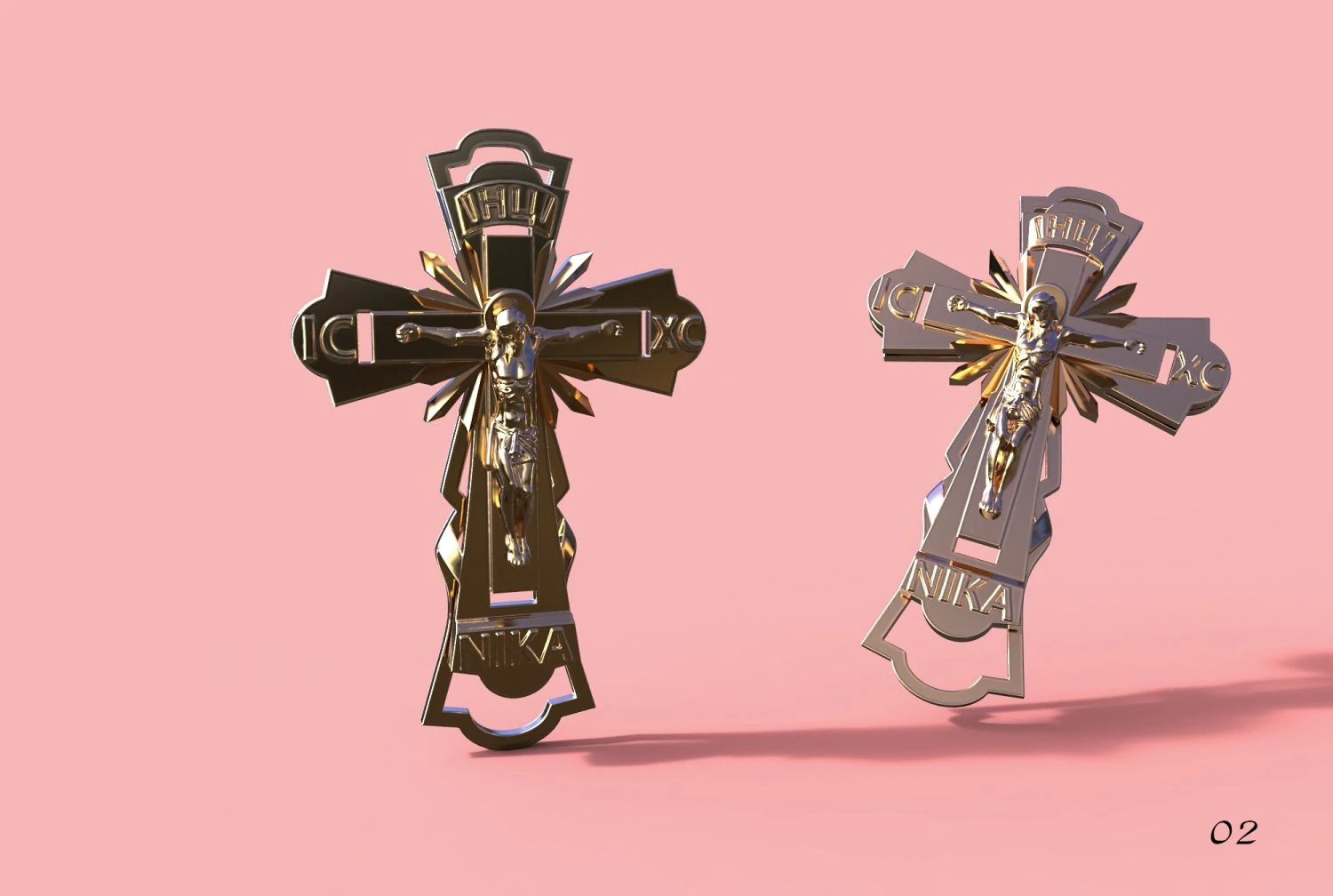 gold cross 3D Print Model .c4d .max .obj .3ds .fbx .stl .blend