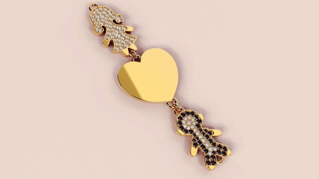 bracelet boy girl with heart 3D Baskı Modeli .c4d .max .obj .3ds .fbx .stl .blend 