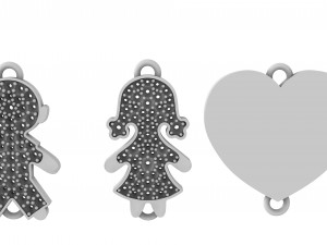 bracelet boy girl with heart 3D Baskı Modeli
