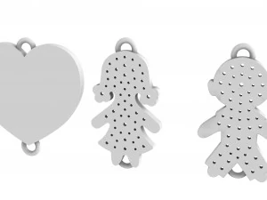 bracelet boy girl with heart 3D Print Model