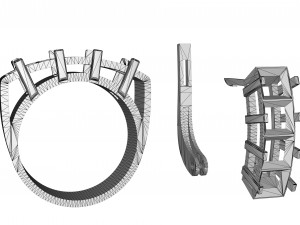 earrings and ring set with stones Modèles 3D en vedette