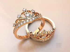 ring crown with stones 3D Print Model