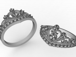 ring crown with stones Model Cetak 3D