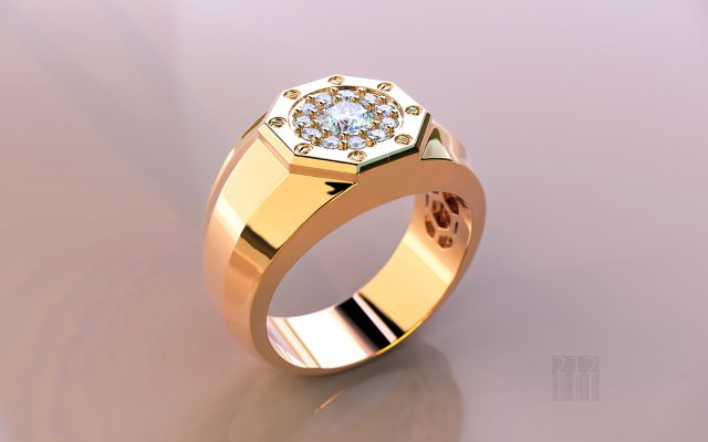 mens ring with stones 3D Print Model .c4d .max .obj .3ds .fbx .stl .blend