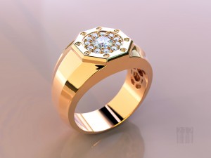mens ring with stones 3D 打印模型