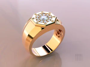 mens ring with stones 3D Print Model