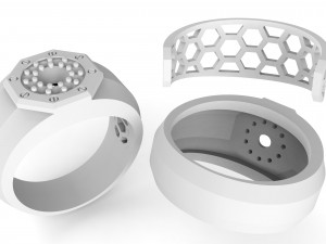 mens ring with stones 3D Print Model