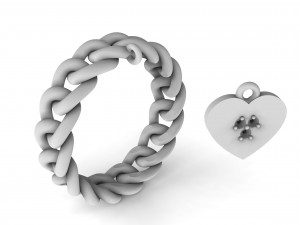 ring with heart and stones Model do druku 3D