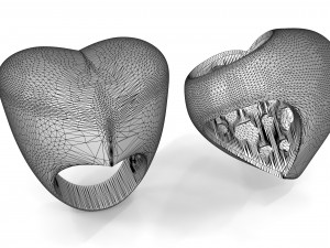 gold ring in the form of heart 3D Print Model