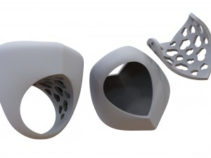 gold ring in the form of heart 3D Print Model