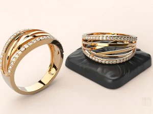 damski pierścionek z kamieniami Model do druku 3D