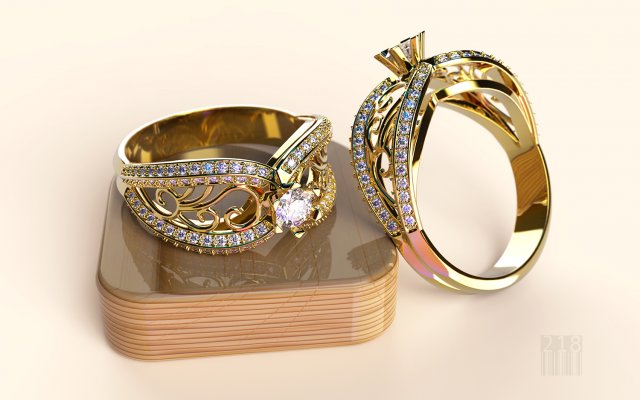 gold ring with stones Modelo de Impressão 3D .c4d .max .obj .3ds .fbx .stl .blend 