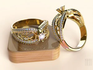 gold ring with stones 3D Print Model