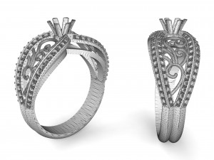 gold ring with stones Modelo de Impressão 3D