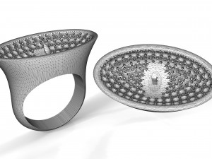 gold ring with stones and pearls 3D Print Model