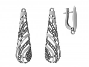 gold earrings with diamonds Modello di stampa 3D