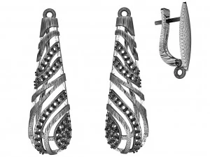 gold earrings with diamonds 3D Print Model