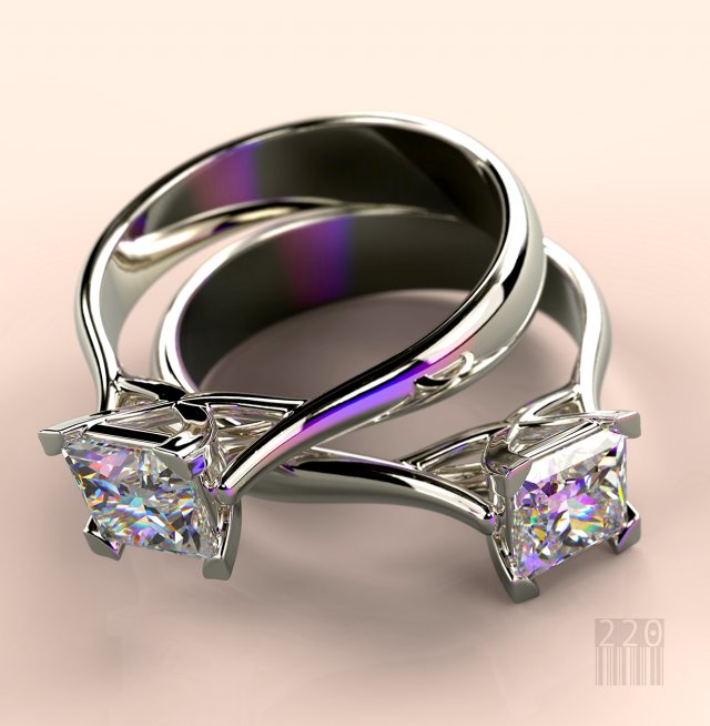 gold ring with diamond 3Dプリントモデル .c4d .max .obj .3ds .fbx .stl .blend 