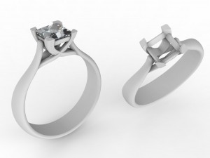 gold ring with diamond 3Dプリントモデル