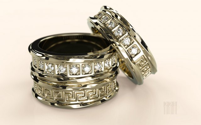 ring with patterns and diamonds 3D Принт Модель .c4d .max .obj .3ds .fbx .stl .blend 