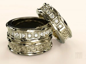 кольцо с узорами и бриллиантами 3D Принт Модель