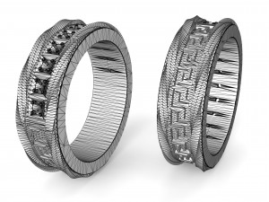 ring with patterns and diamonds 3D Принт Модель