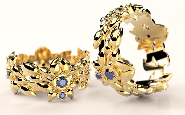 gold ring with stones 3D 打印模型 .c4d .max .obj .3ds .fbx .stl .blend