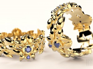 gold ring with stones Modèles 3D en vedette