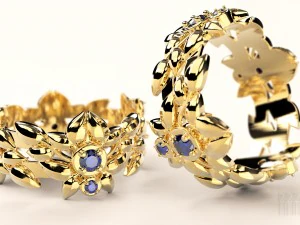 gold ring with stones 3D Print Model