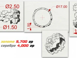 gold ring with stones 3D Print Model
