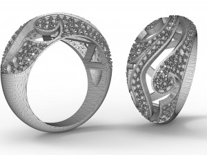 womens ring with patterns and stones 3D Print Model