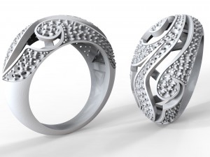 womens ring with patterns and stones 3D Print Model