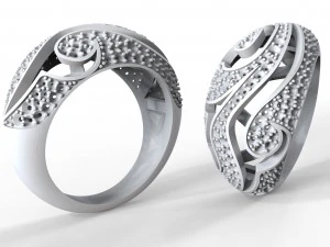 womens ring with patterns and stones 3D Print Model