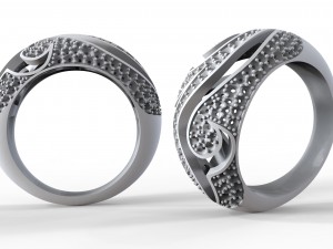 womens ring with patterns and stones 3D Print Model