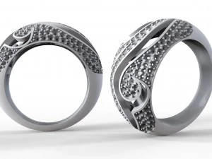 womens ring with patterns and stones 3D Print Model