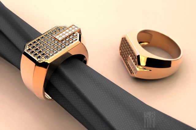 men ring with stones Model Cetak 3D .c4d .max .obj .3ds .fbx .stl .blend 