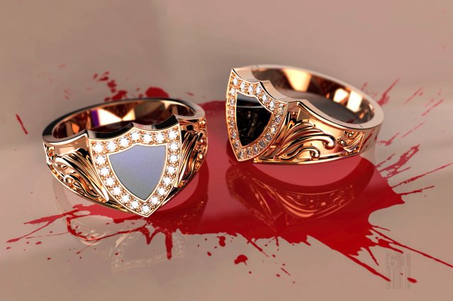 ring with stones and enamel 3D Print Model .c4d .max .obj .3ds .fbx .stl .blend