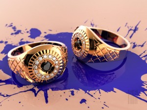 men gold ring with stones 3D प्रिंट मॉडल