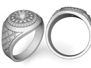 men gold ring with stones 3D Print Model