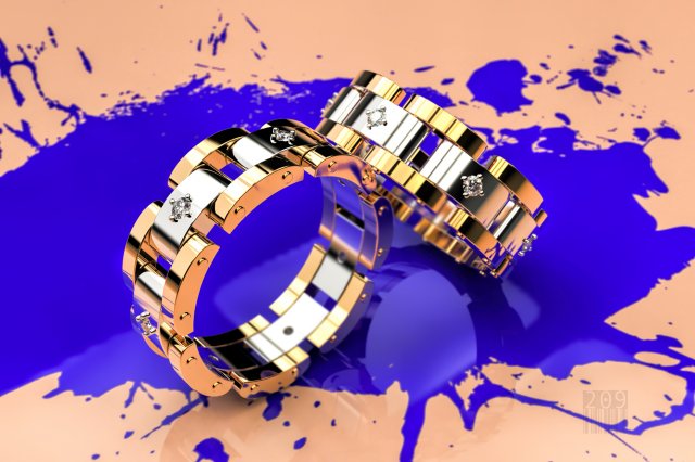 gold ring with stones 3D Print Model .c4d .max .obj .3ds .fbx .stl .blend 