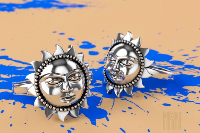 golden ring in the form of sun 3D Print Model .c4d .max .obj .3ds .fbx .stl .blend 