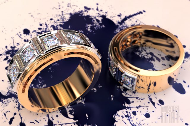 stylish ring with stones 3D Druckmodell .c4d .max .obj .3ds .fbx .stl .blend
