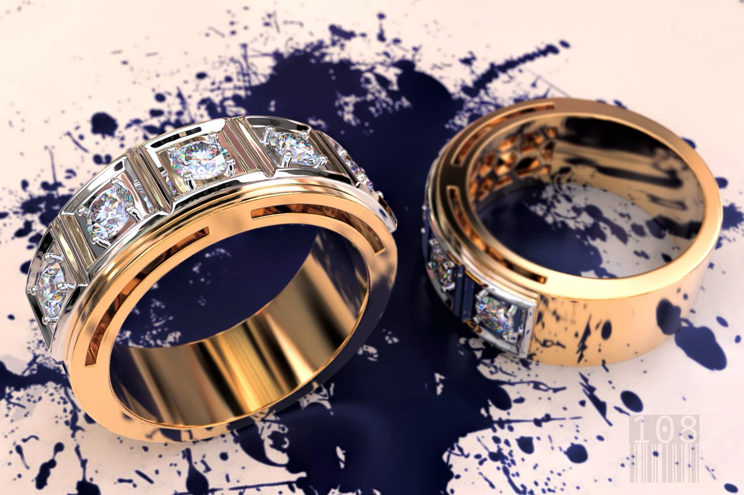 stylish ring with stones 3D Print Model .c4d .max .obj .3ds .fbx .stl .blend 