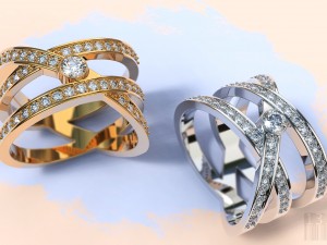 fashionable women ring with stones 3D Print Model