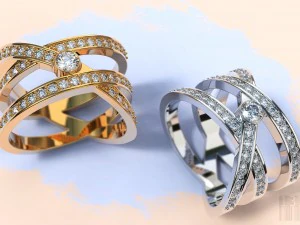 mulheres elegantes anel com pedras Modelo de Impressão 3D