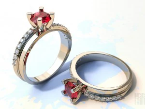 anel feminino com pedras Modelo de Impressão 3D