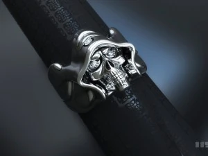 pierścień z czaszką z kamieniami Model do druku 3D