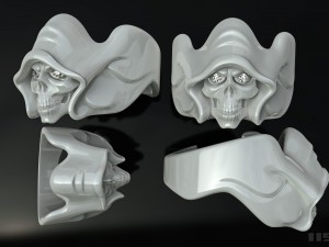 skull ring with stones 3D Baskı Modeli