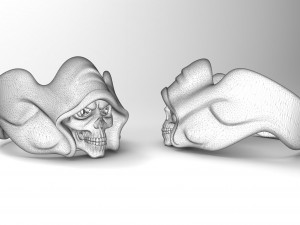 skull ring with stones 3D Baskı Modeli
