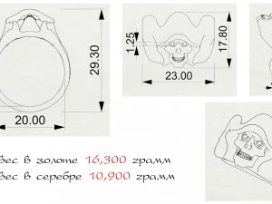 skull ring with stones 3D Print Model